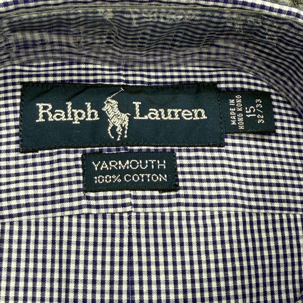 NWT Vintage Ralph Lauren Yarmouth Shirt Mens 15 32/33 Blue Gingham Button Down - Picture 2 of 4